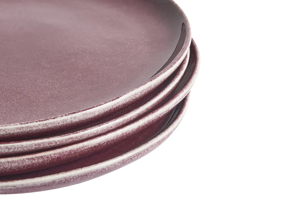 Set of 12 Dinnerware HOPS Stoneware Burgundy_1060710