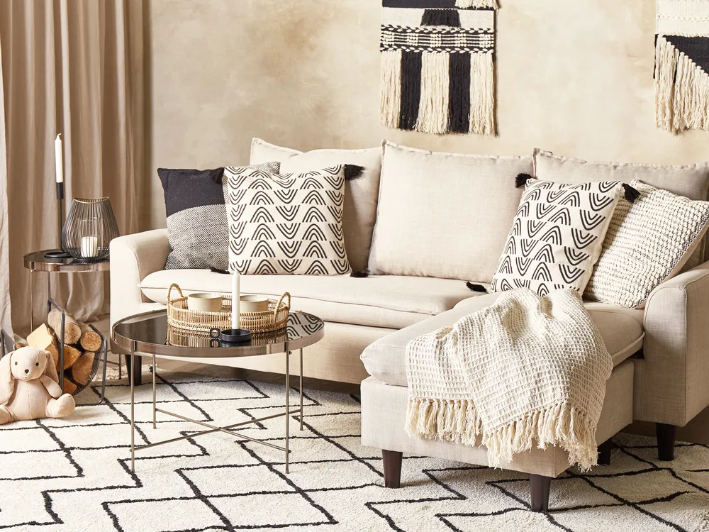 Set of 2 Decorative Cushions MAYS 45 x 45 cm Cotton White Geometric Pattern