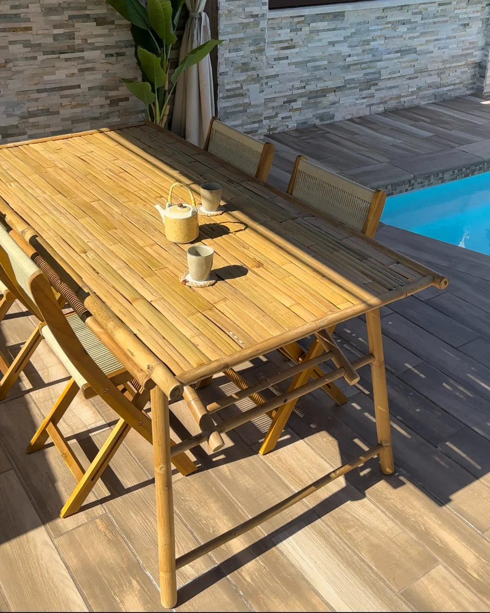 Garden Dining Table TINDARI 180 cm 90 cm Bamboo Light Brown_983739