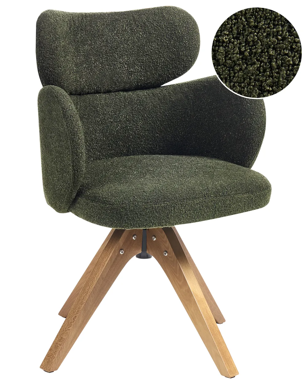Dining Chair Swivel MARCY Boucle Dark Green