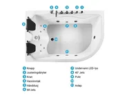 Hjørneboblebad med LED CALAMA 180 x 120 cm Hvit Høyrevendt_781607