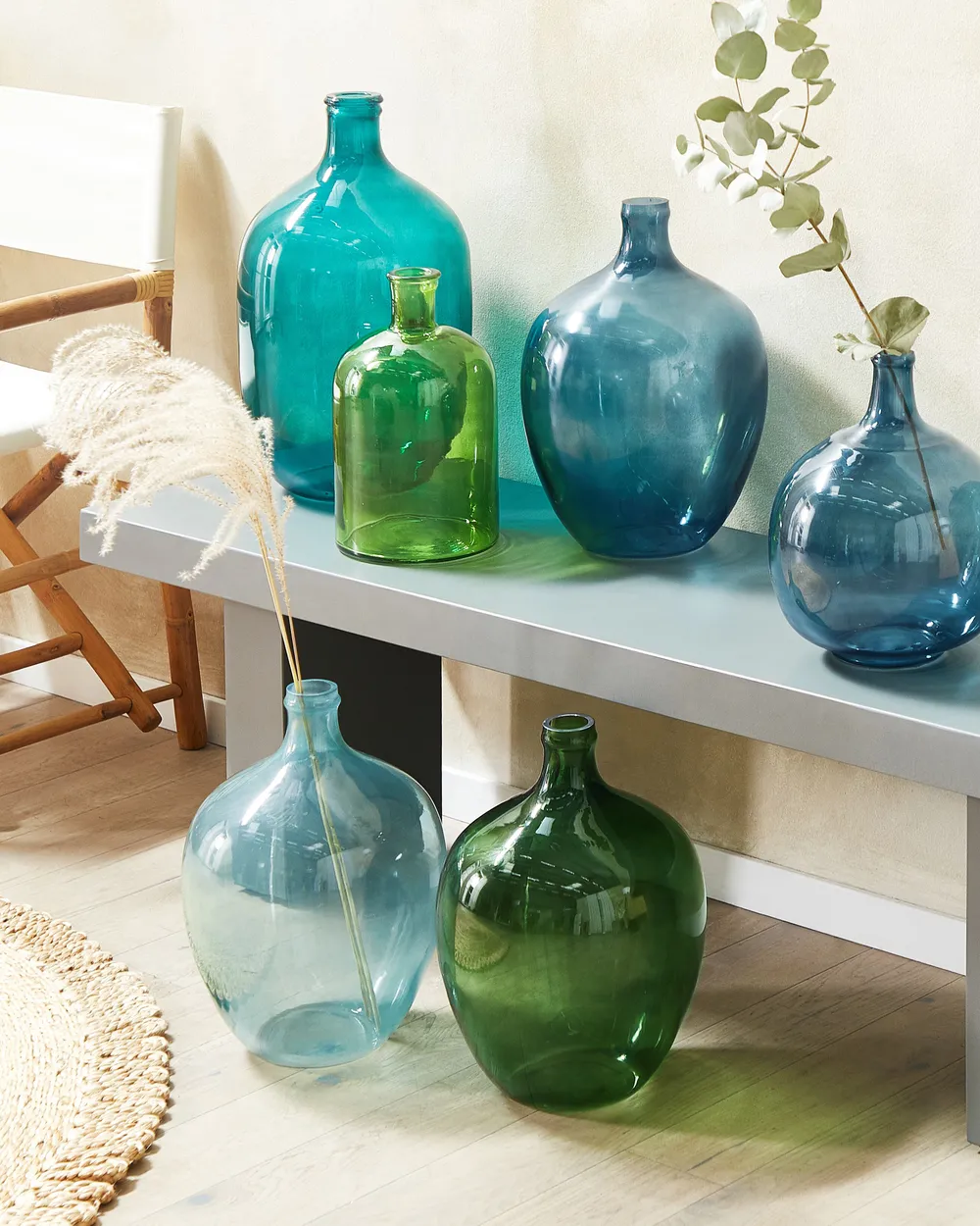 Flower Vase ROTI 39 cm Glass Blue_823650