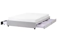 Bed with Storage Drawers without Headboard PRADES Fabric Light Grey 160 x 200 cm (EU King Size)_996101