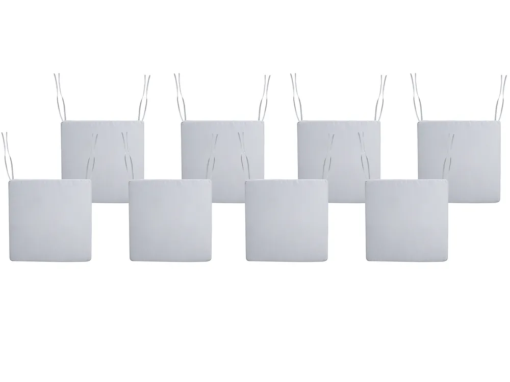 Set of 8 Garden Chair Cushions SASSARI PREMIUM 46 x 46 cm Light Grey
