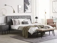 Bedroom Set Faux Leather ESSONNE 160 x 200 cm (EU King Size) Grey_789189