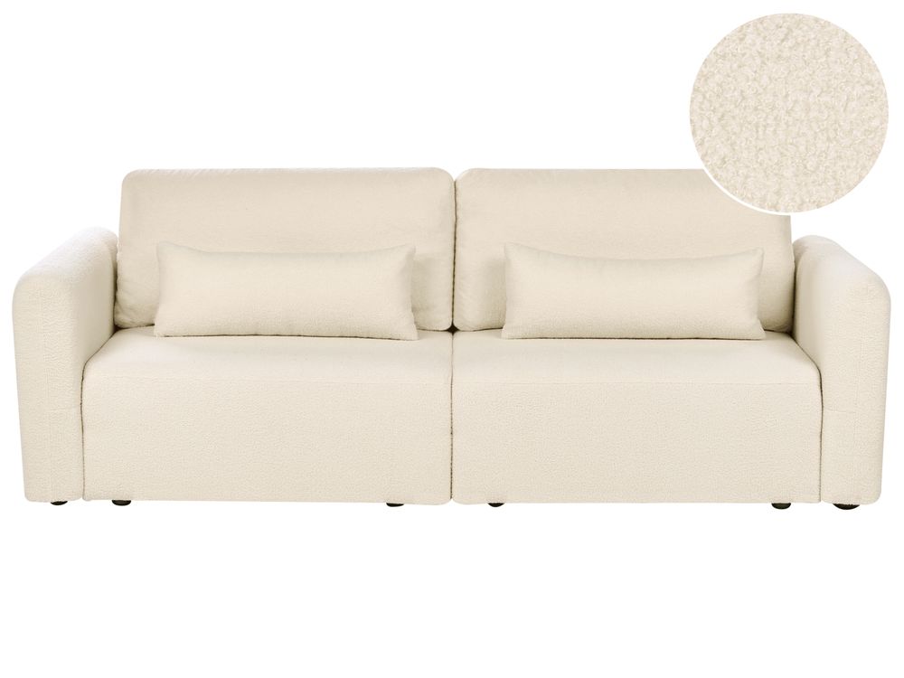 Bäddsoffa 3-sits VAXHOLM med förvaring Bouclé Off-White