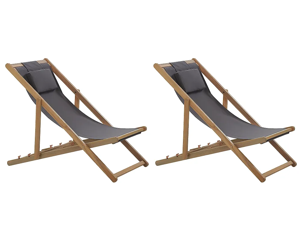Set med 2 hopfällbara solstolar AVELLINO Akaciaträ Ljusbrun_1177527