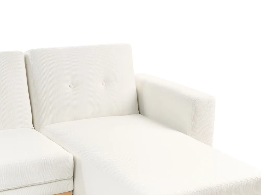 Corner Sofa Bed 3 Seater KAARINA Fabric White Left Hand_1100066