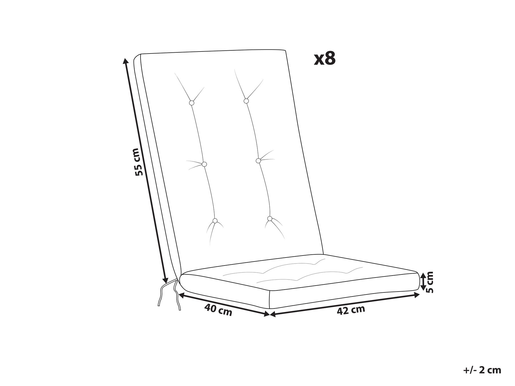 Set of 8 Back/Seat Cushions MAUI PREMIUM Light Grey_988997