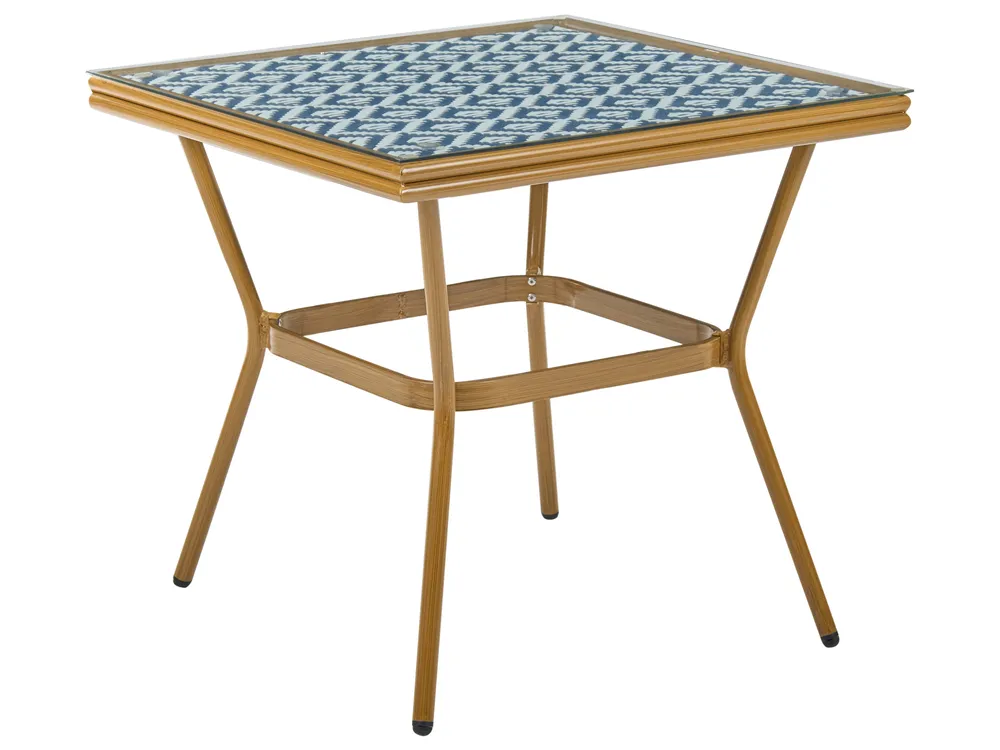 Trädgårdsmatgrupp 4-sits CASPRI Konstrotting Blå/ Vit_1090692