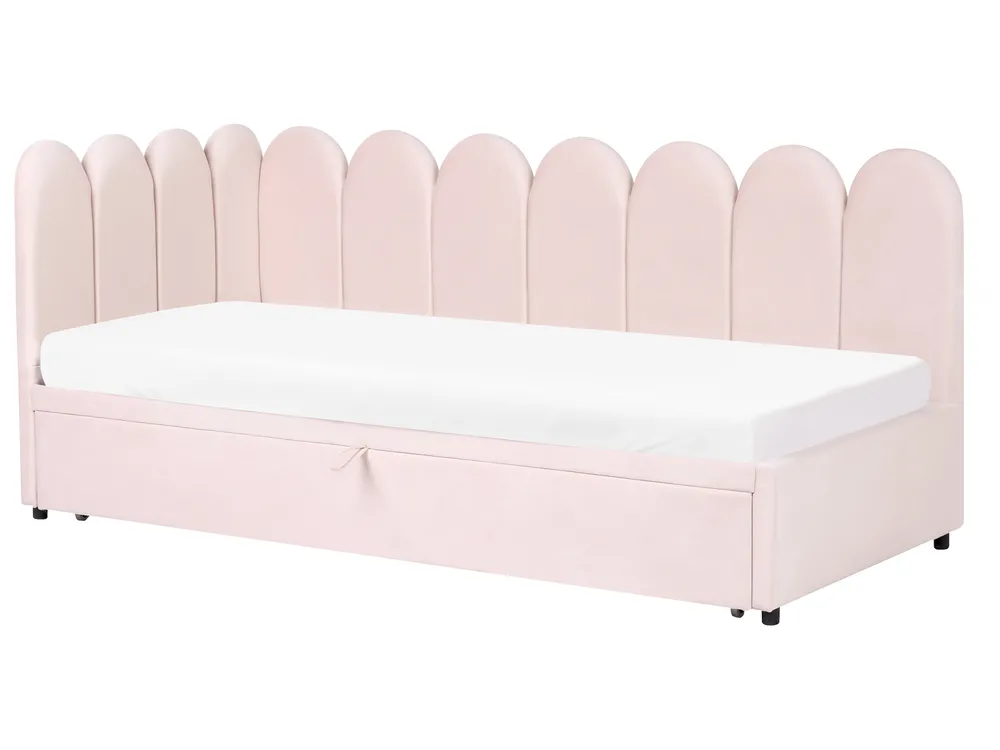 Trundle Bed Velvet TERROU 90 x 200 cm (EU Single) Pastel Pink_1081342