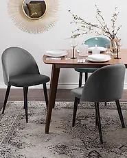 Set med 2 matstolar VISALIA Sammet Grå_1182773