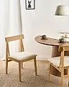Set of 2 Dining Chairs ISLE Wood Light Brown/ Beige