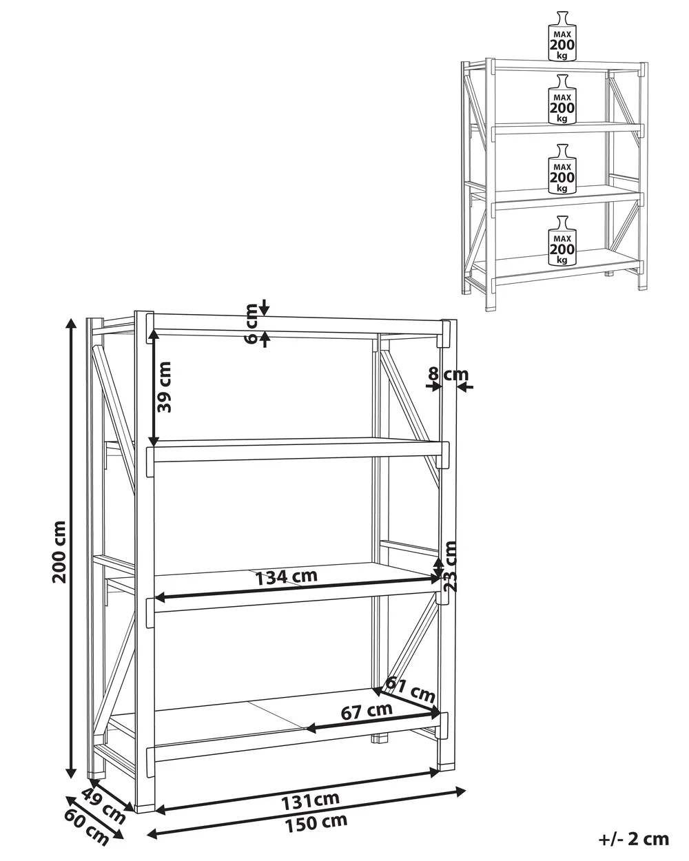 Garage Shelving FIUGGI 150 cm 200 cm Metal Orange_1011188
