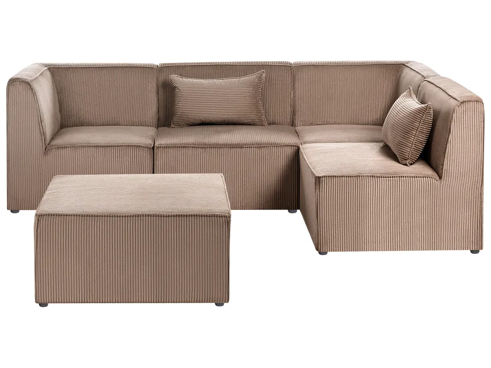 Moduulikulmasohva 4-istuttava LEMVIG rahilla Vakosametti Tumma beige Vasen_1053353