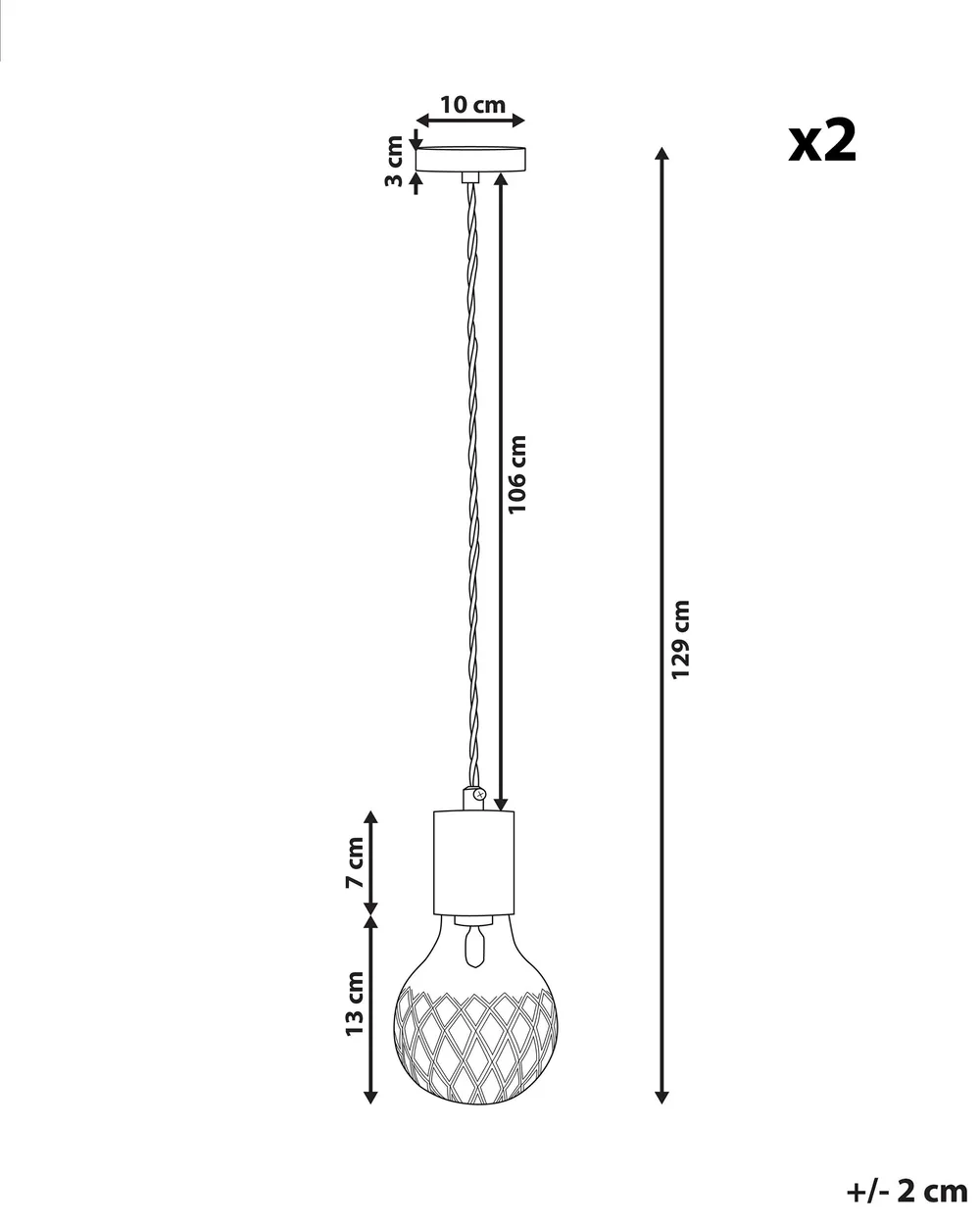 Set of 2 Pendant Lamps ANZA Glass Gold_801832