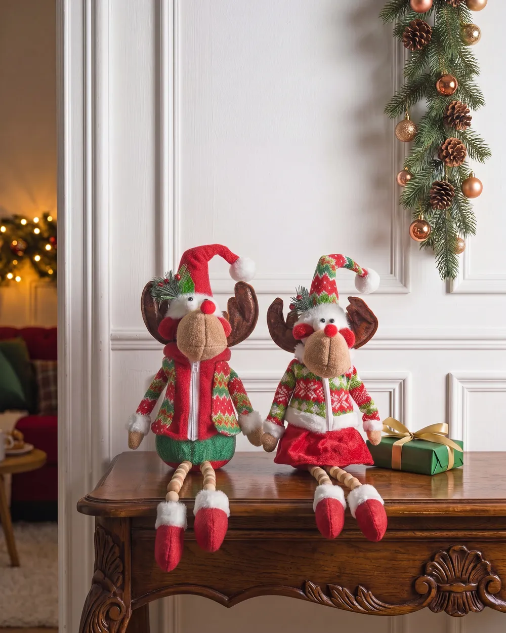 Set of 2 Christmas Decorations GEITSJOEN 55/58 cm Reindeer Multicolour