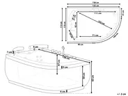 Kulmaporeamme LED-valolla PARADISO 158 x 113 cm Valkoinen Oikea_782755
