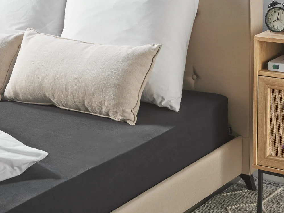 Fitted Sheet HOFUF 180 x 200 cm Cotton Black