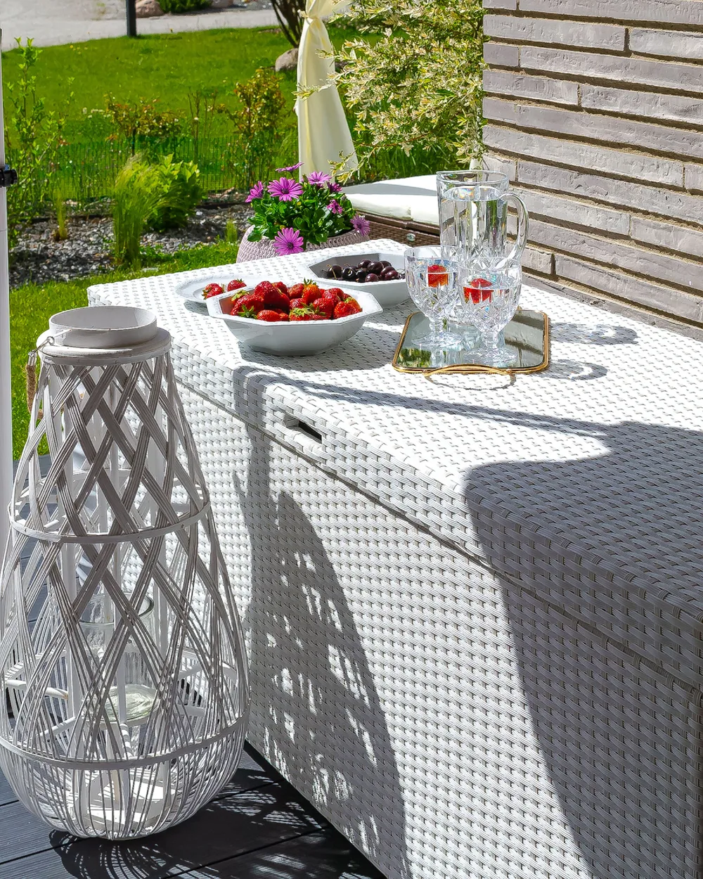Storage Box MODENA 158 cm 63 cm PE Rattan White_827405