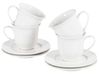 Set of 4 Cups with Saucers ELDERBERRY Porcelain White