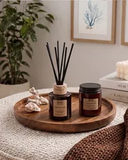 Scented Candle with Fragrance Reed Diffuser DARK ELEGANCE 9 cm Brown_874654