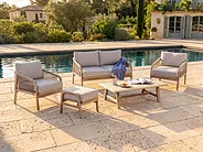 Garden Lounge Set with Table and Ottoman 4 Seater SUMBA Acacia Wood Light Brown_1159127