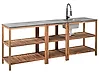3 Piece Outdoor Kitchen Set with Sink BRUCOLI Brown/ Black Acacia Wood