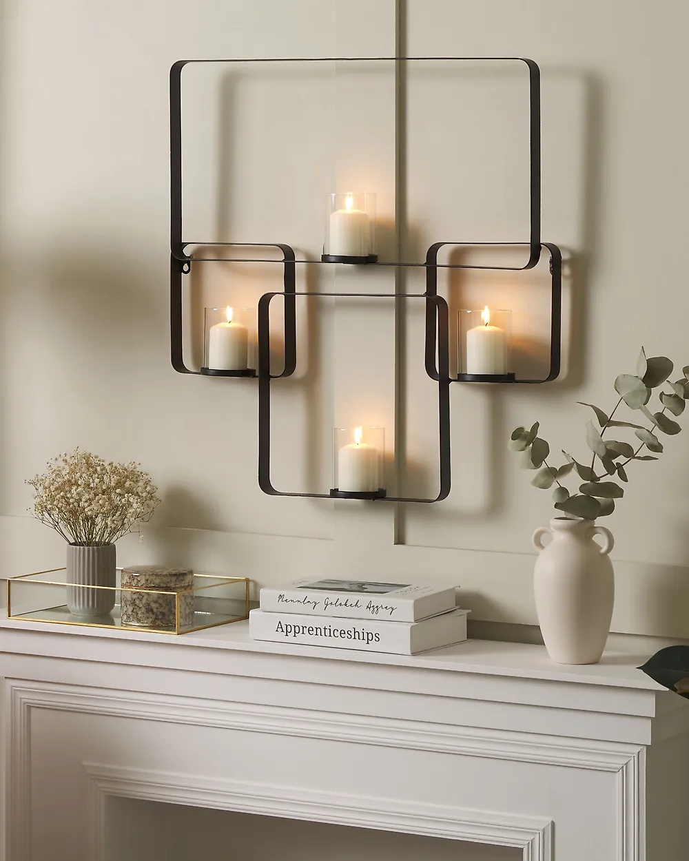 Wall Candle Holder PALAWAN 65 cm Metal Black_1182453