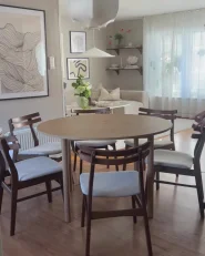 Set of 2 Dining Chairs CYNTHIANA Wood Brown/ Light Beige_999683