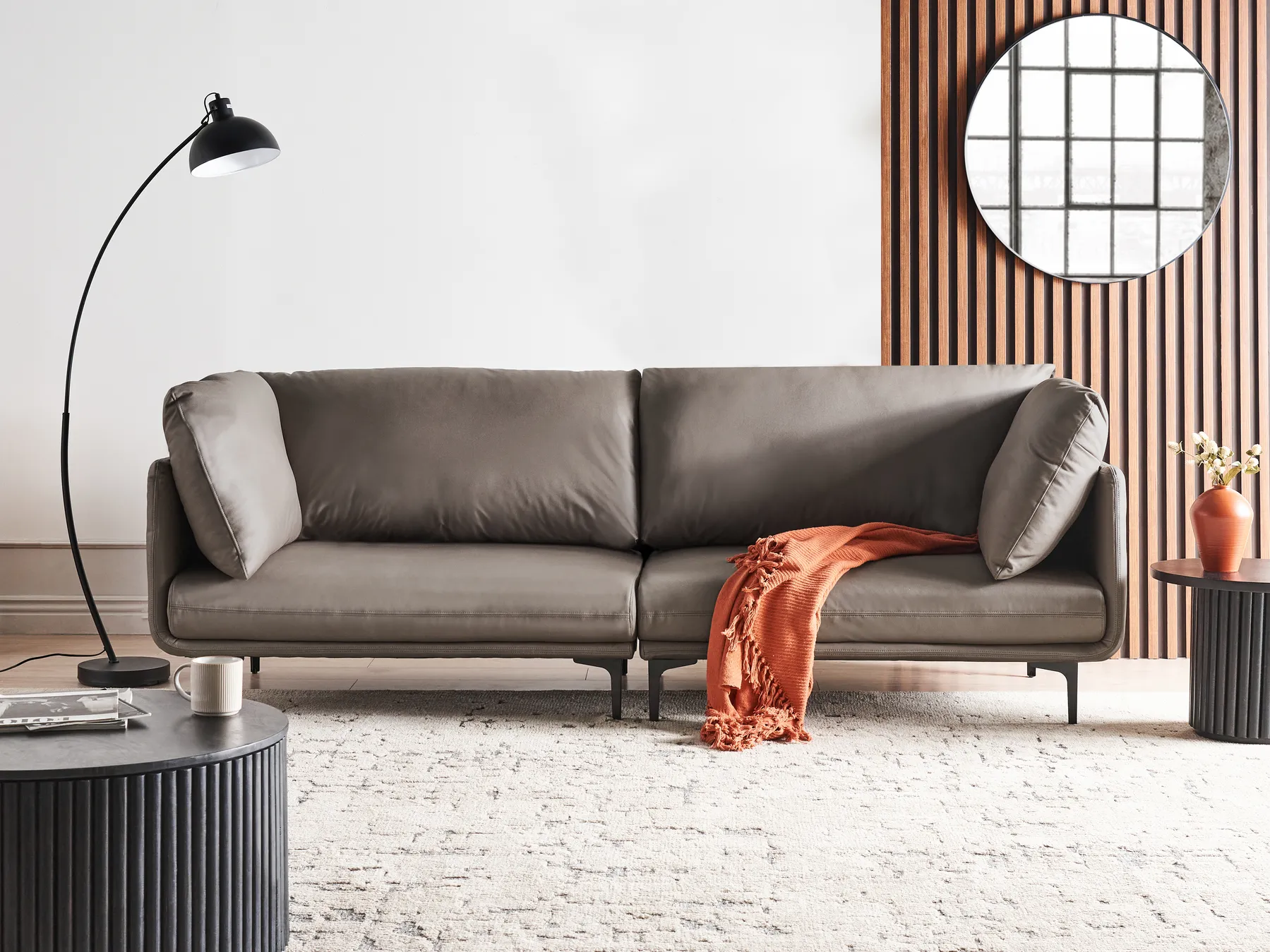 Sofa 3 Seater REVSNES Fabric Brown_965414
