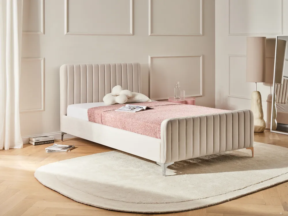 Velvet Bed Beige LUNAN Various Sizes