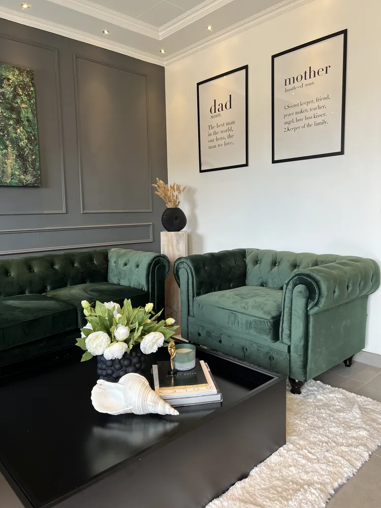 Living Room Set 4 Seater CHESTERFIELD Velvet Emerald Green_822834