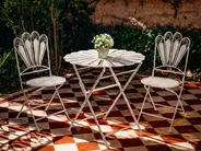 Bistro Set Folding PAVIA Metal Off-White_1046314