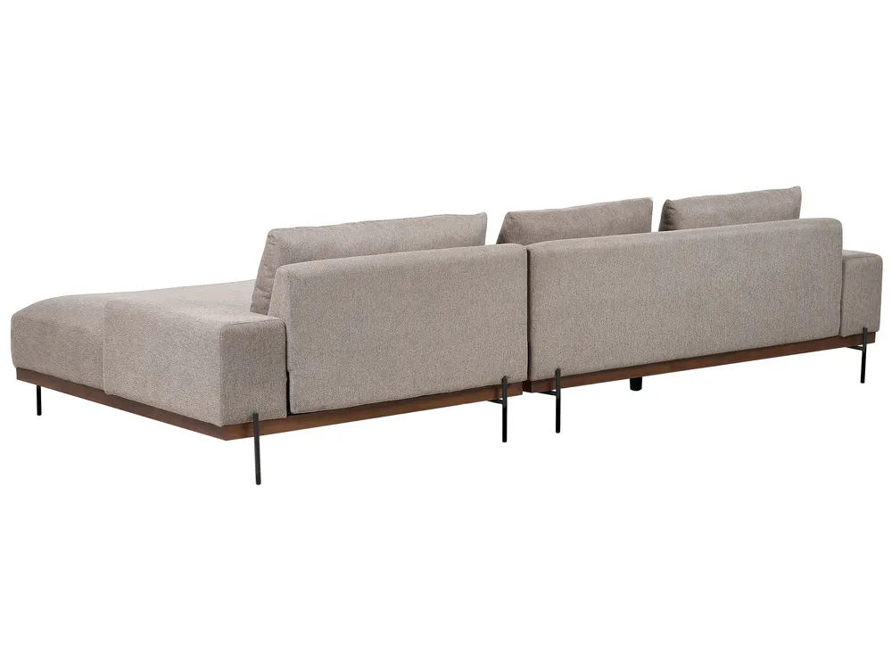 Corner Sofa 4 Seater MARIFERD Fabric Light Brown Left Hand_903245
