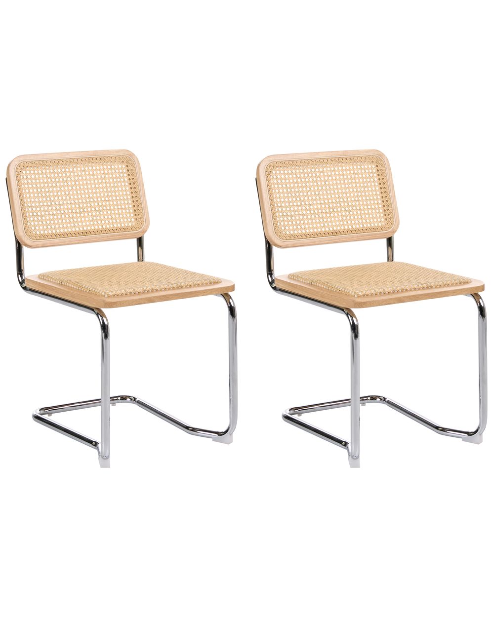 Set of 2 Dining Chairs CORDOVA Rattan Light Brown