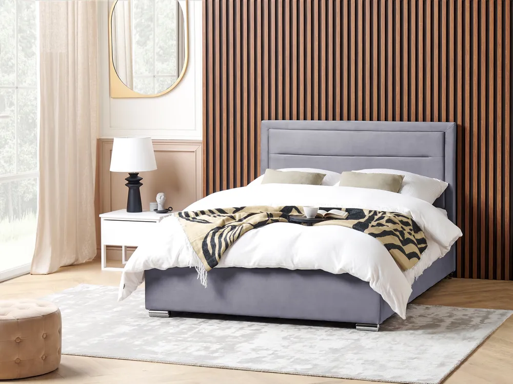 Ottoman Bed ROUEN Velvet Dark Grey 140 x 200 cm (EU Double)