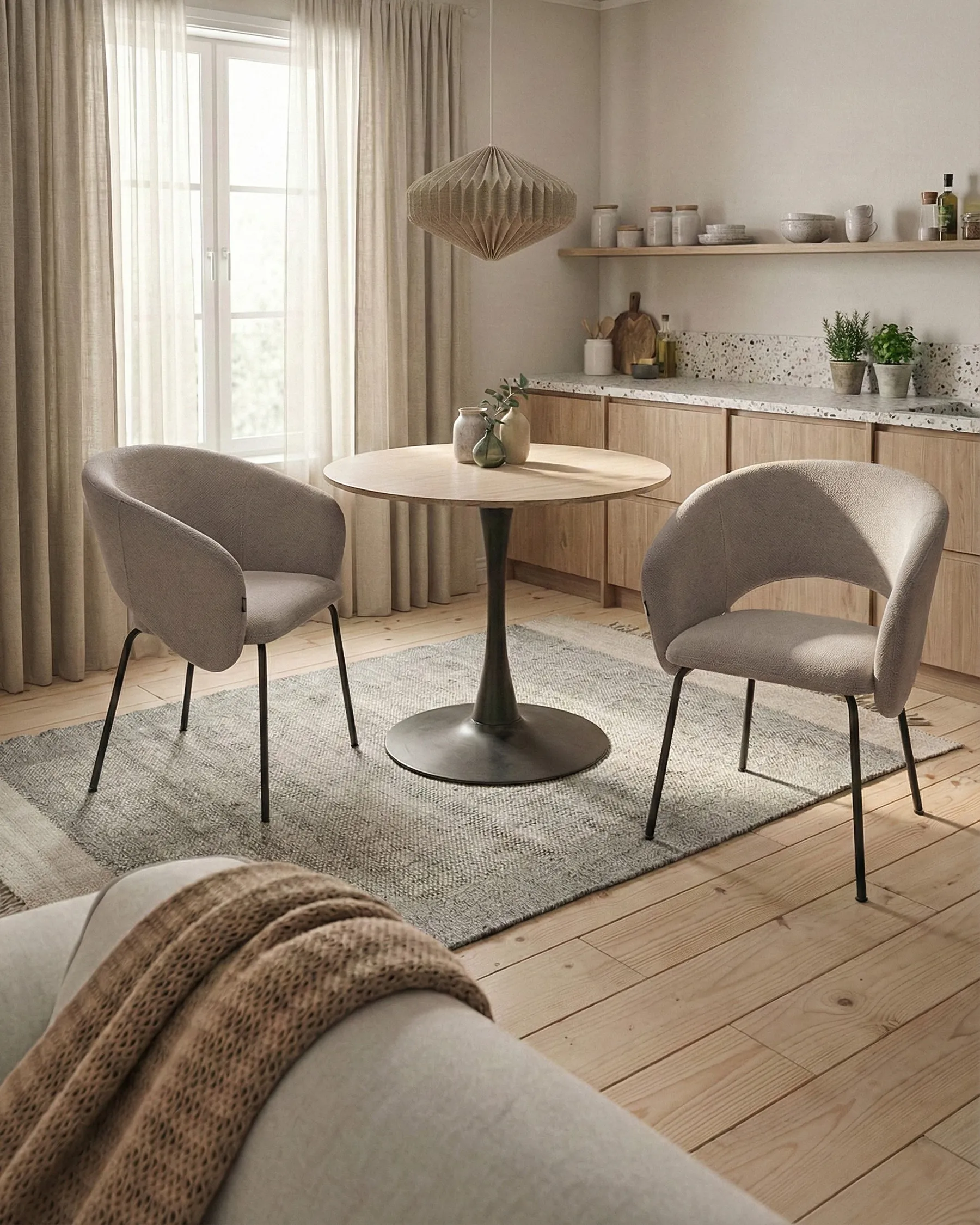 Set of 2 Dining Chairs BLAKELY Fabric Taupe_1055389