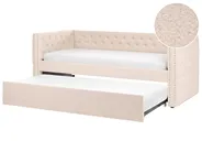 Utdragbar säng Bouclé GASSIN 90 x 200 cm Ljusbeige_1118920