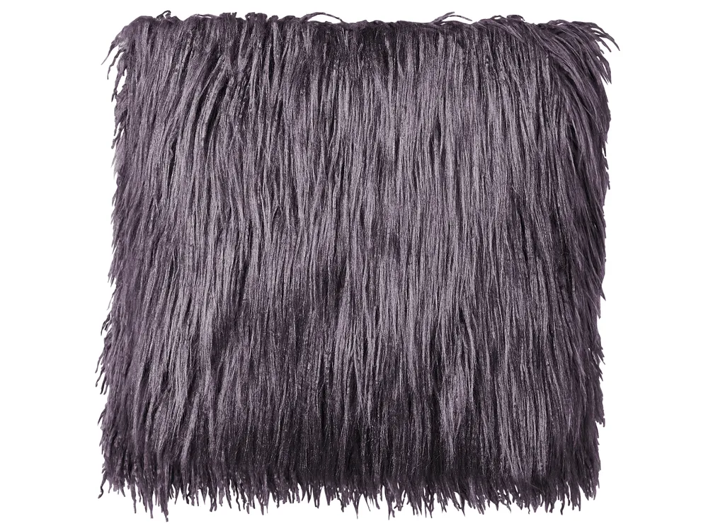 Set of 2 Decorative Cushions COROKIA 45 x 45 cm Faux Fur Dark Grey Solid_887732