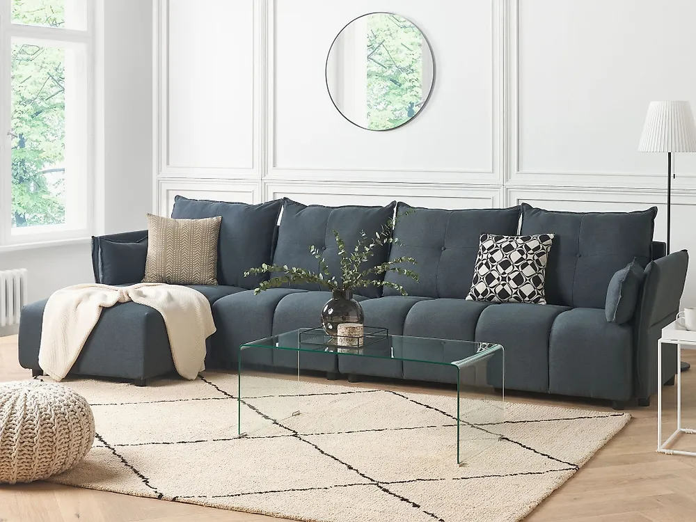 Corner Sofa TOMRA Fabric Graphite Grey Right Hand_1182501