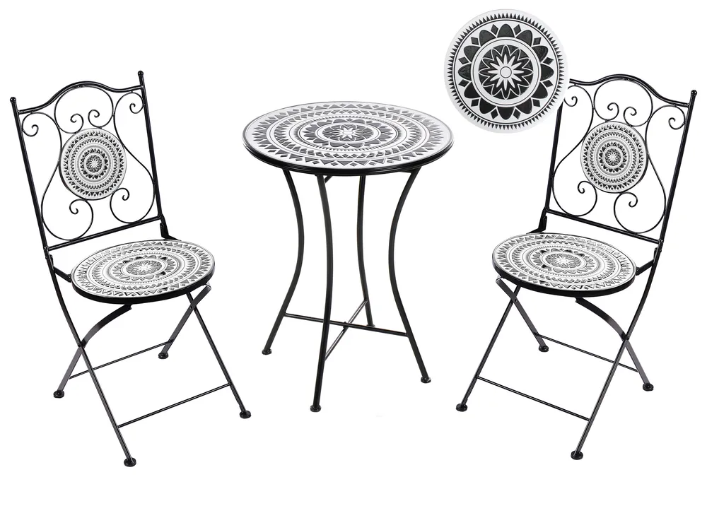 Bistro Set Folding COMISO Metal Black/ White