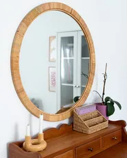 Wall Mirror ANLEZY 80 cm 80 cm Rattan Natural_1047372