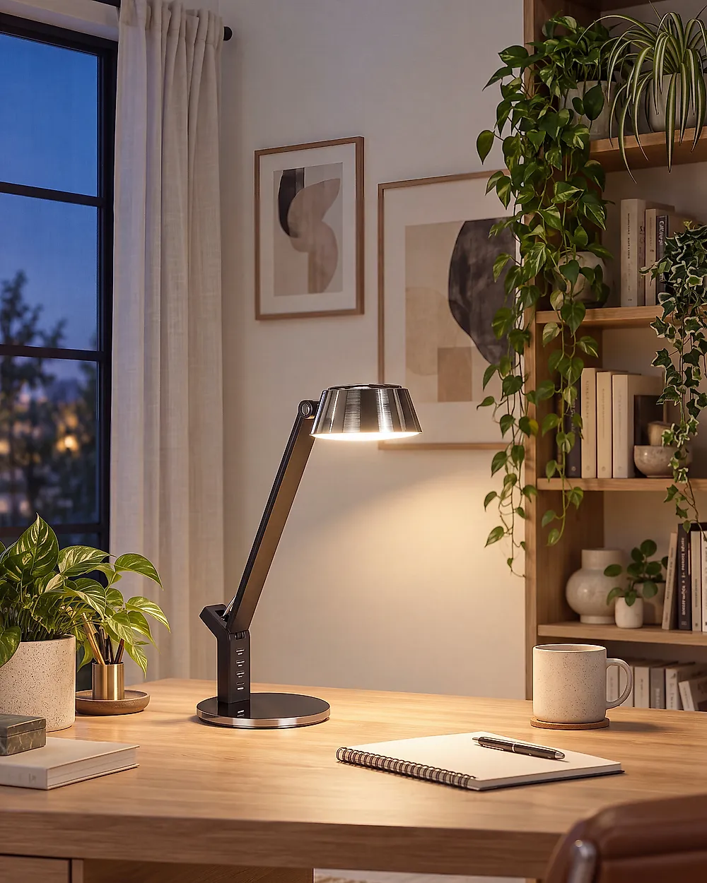 LED Desk Lamp CHAMAELEON with USB Port Metal Brass_1178676