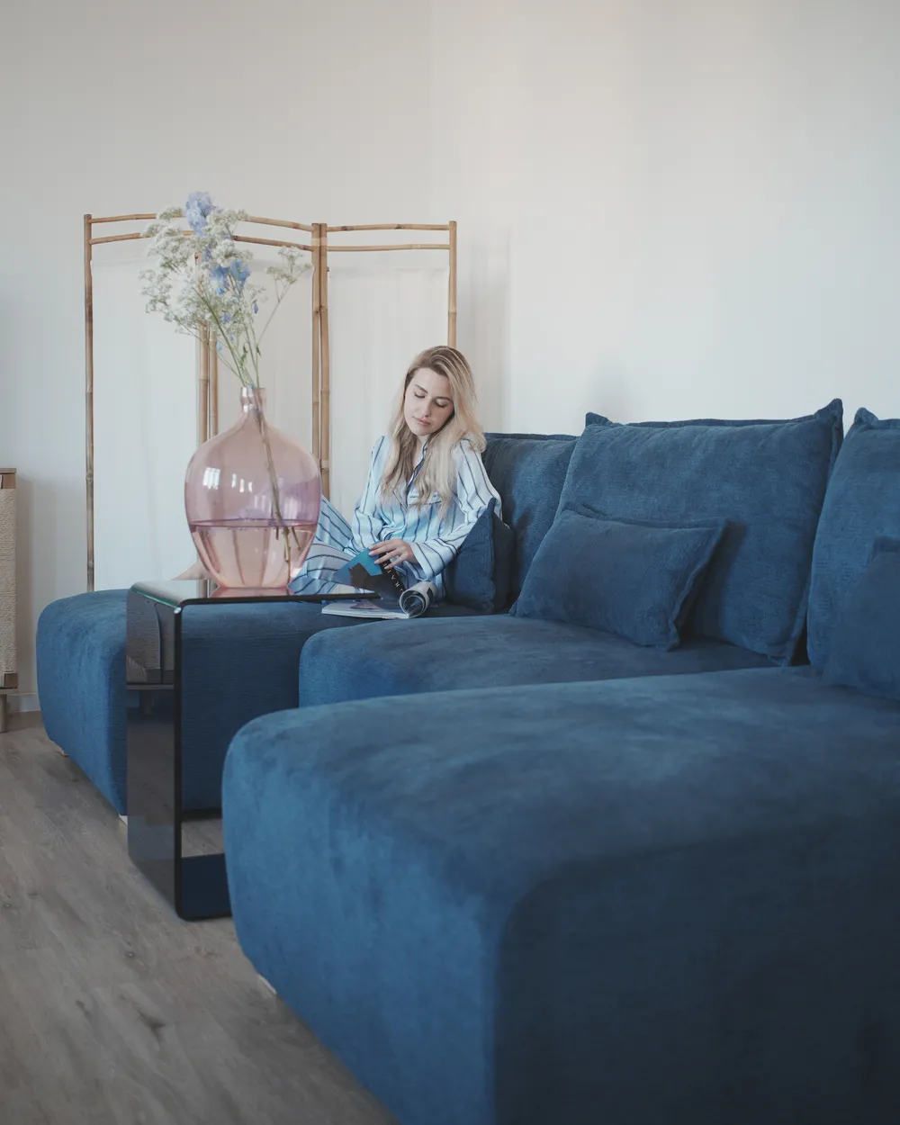 Modulär U-formad soffa NERBO Blå_1065571