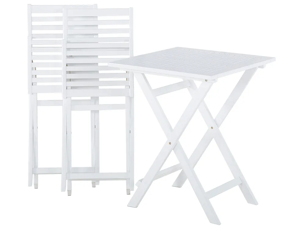 Bistro Set Folding FIJI Acacia Wood White_674198