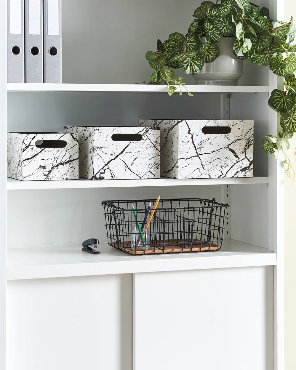 Set of 3 Boxes LARSA Faux Leather White_1078736