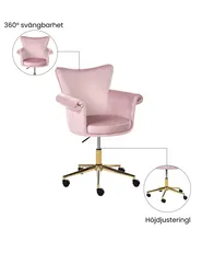 Skrivbordsstol VELENCIA Sammet Pastellrosa_1065148