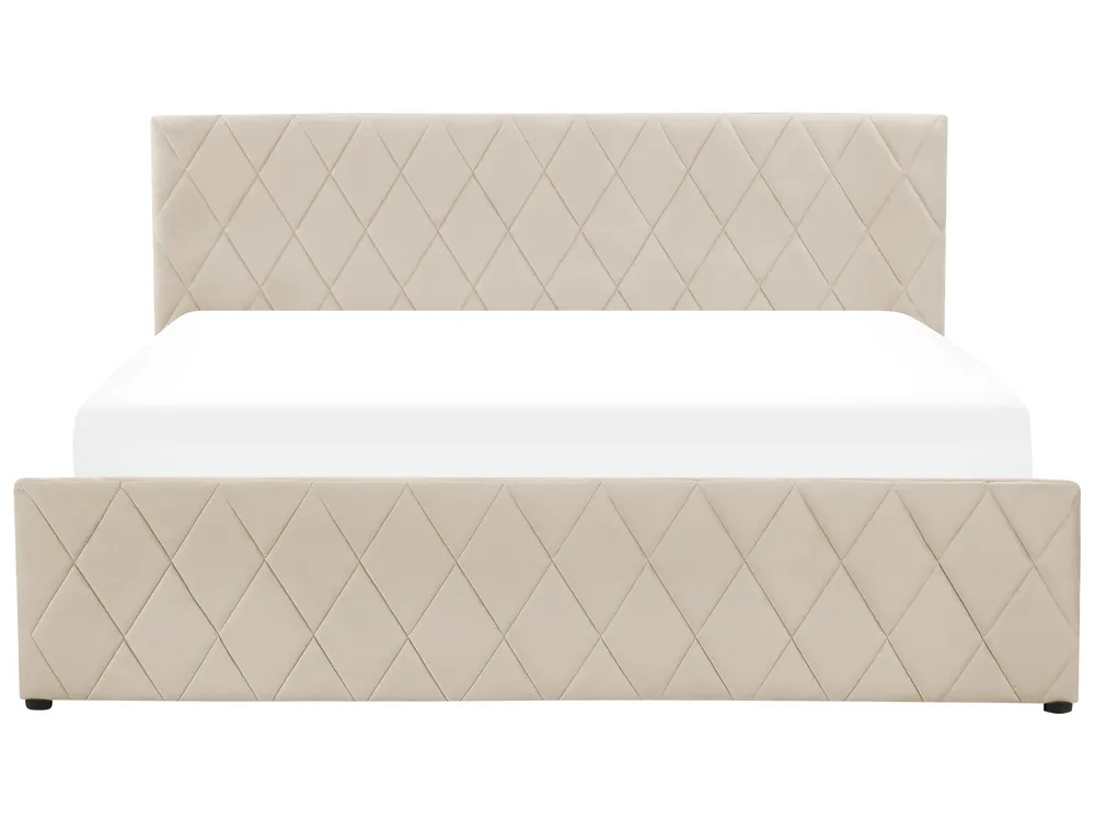 Ottoman Bed ROCHEFORT Velvet Beige 180 x 200 cm (EU Super King)_857308