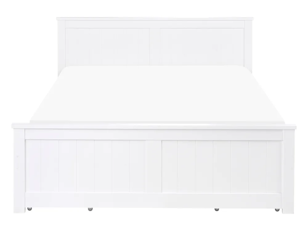 Bed with 4 Drawers SABRAN Pine Wood White 140 x 200 cm (EU Double)_1061272